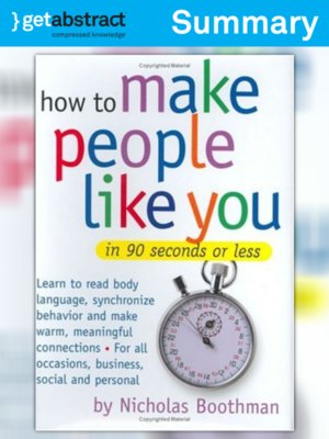 cover image of How to Make People Like You in 90 Seconds or Less (Summary)